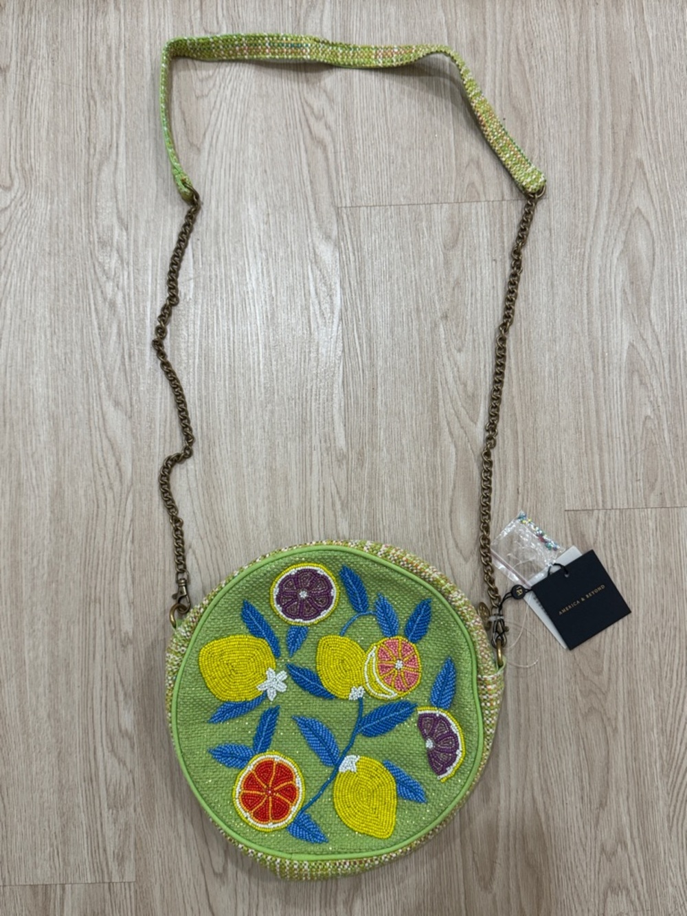 America and beyond citrus Beaded Lemon Crossbody Bag nwt